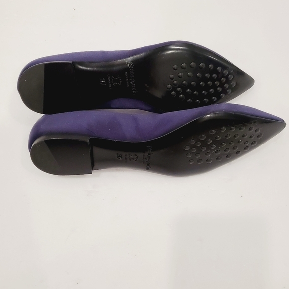 NEW Perdo Garcia Blue Pointy Satin Flats - Picture 4 of 5